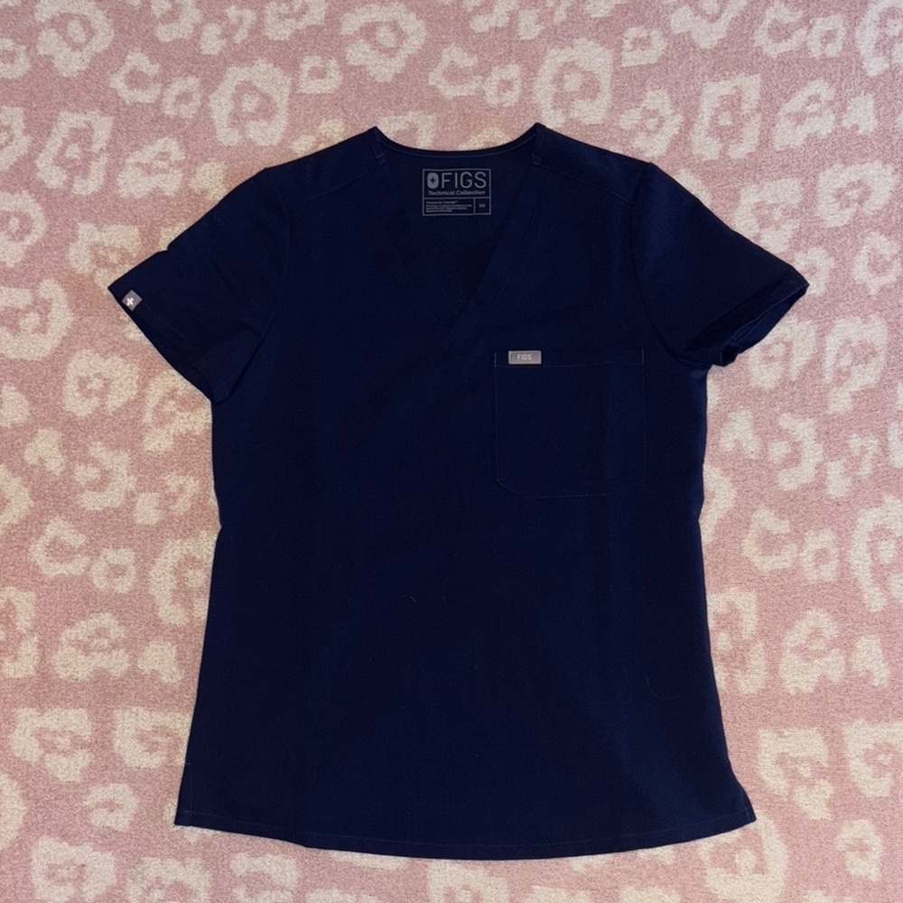 Figs Deep Blue V-Neck Scrub Top